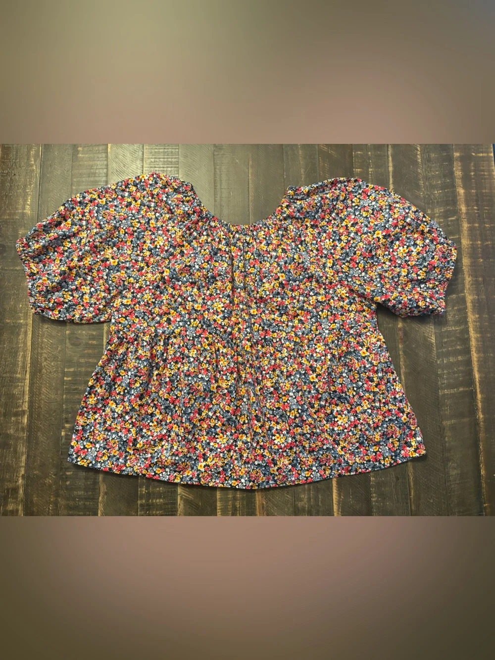 Old Navy Flowy Blouse Womens Floral Pull On Peasant Cotton Off-shoulder